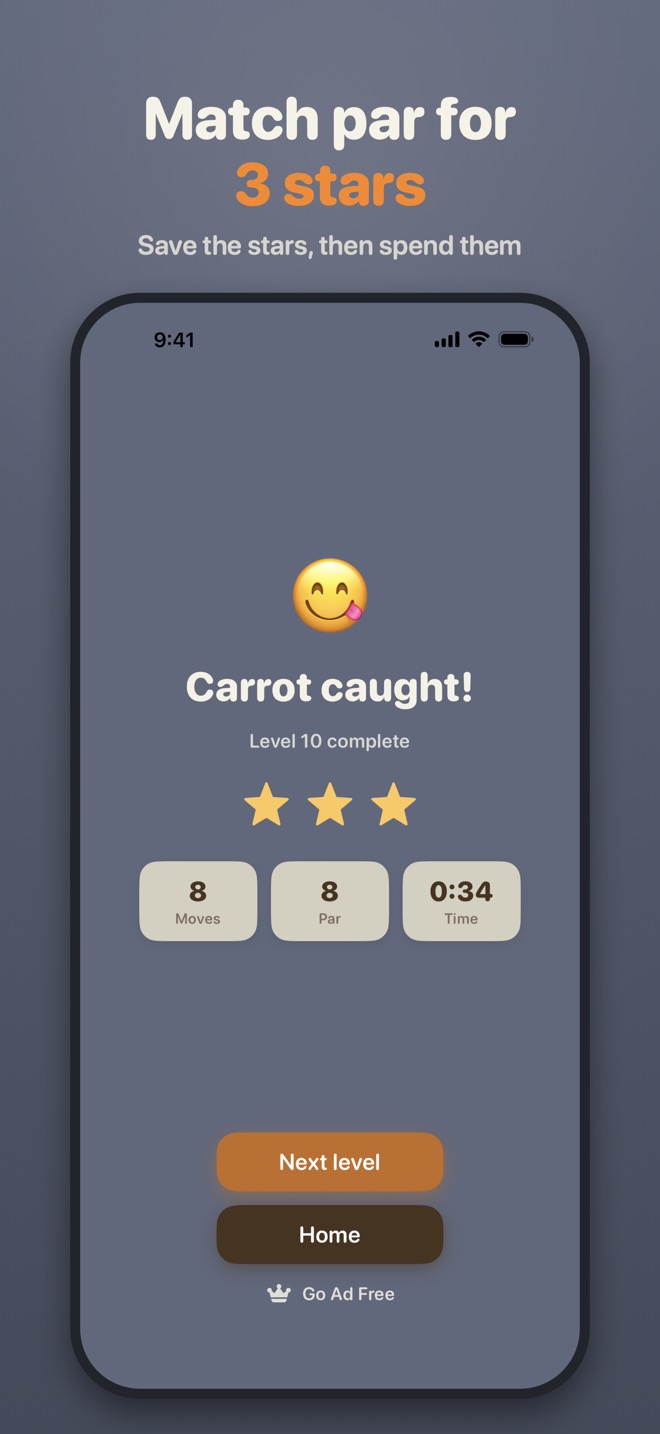 Match par for 3 stars. Save the stars, then spend them.